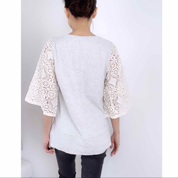 NEW Boho Chic Crocheted Sleeve Top - Picture 5 of 6